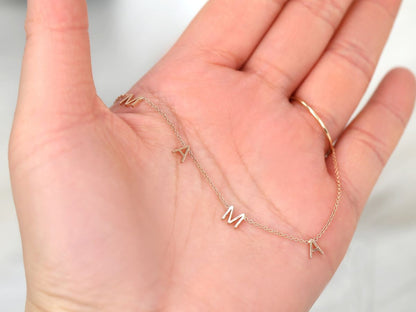 Customized Letter Name Necklace in Solid Gold 5