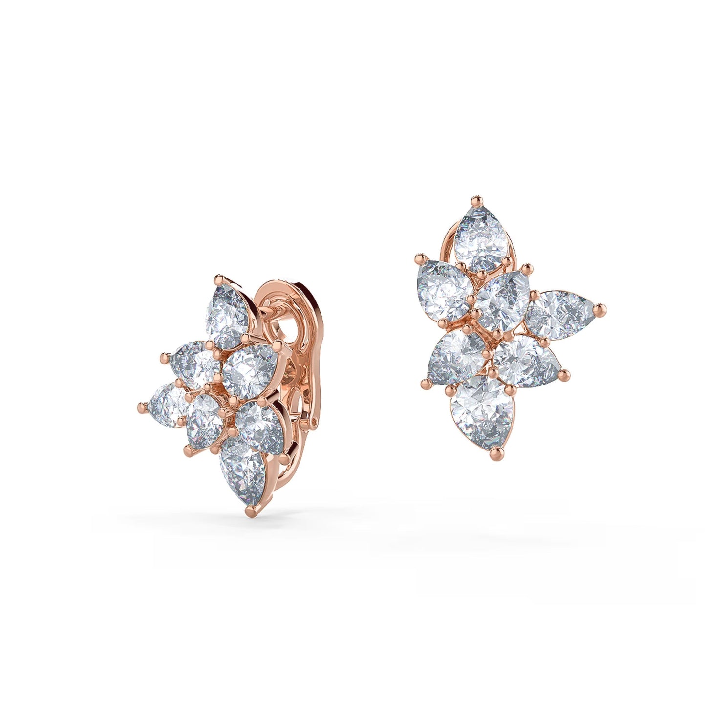 0.50 TCW Pear Moissanite Cluster Stud Earrings in Gold 3