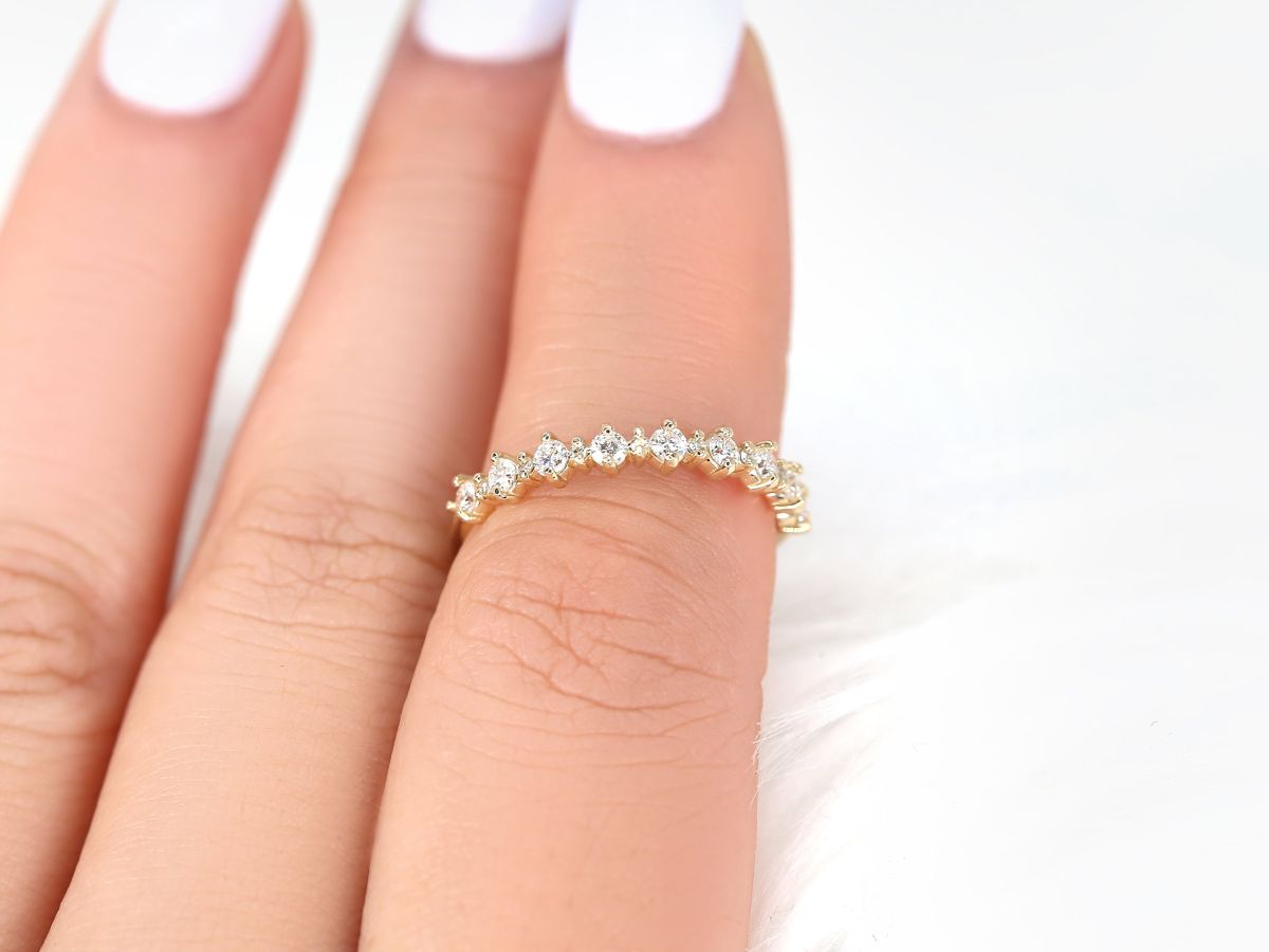 Stunning 0.35 TCW Round Moissanite Stones Half Eternity Wedding Bands 6