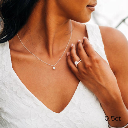 1.0 CT Round Moissanite Diamond Solitaire Necklace in Solid Gold 8