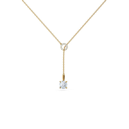 0.20 CT Round Moissanite Diamond Lariat Necklace in Solid Gold 4
