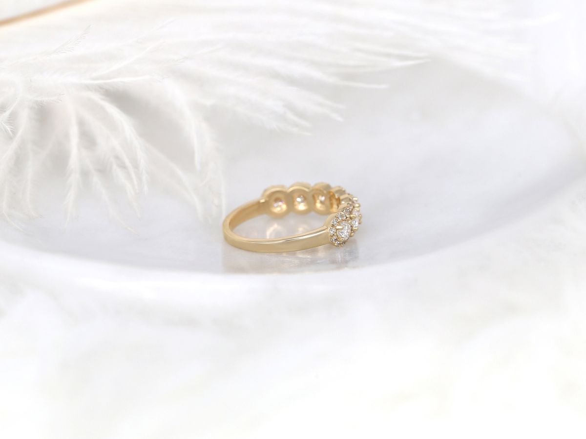 Stunning 0.35 TCW Round Moissanite Stones Halo Half Eternity Wedding Bands 2