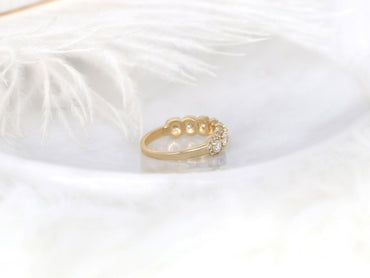 Stunning 0.35 TCW Round Moissanite Stones Halo Half Eternity Wedding Bands 2