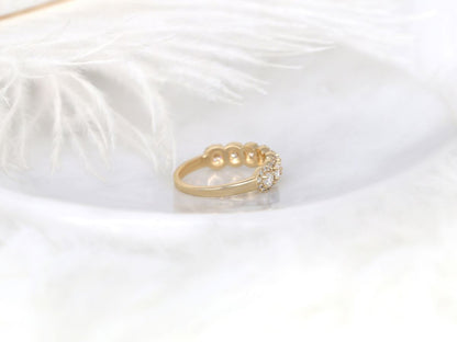 Stunning 0.35 TCW Round Moissanite Stones Halo Half Eternity Wedding Bands 2