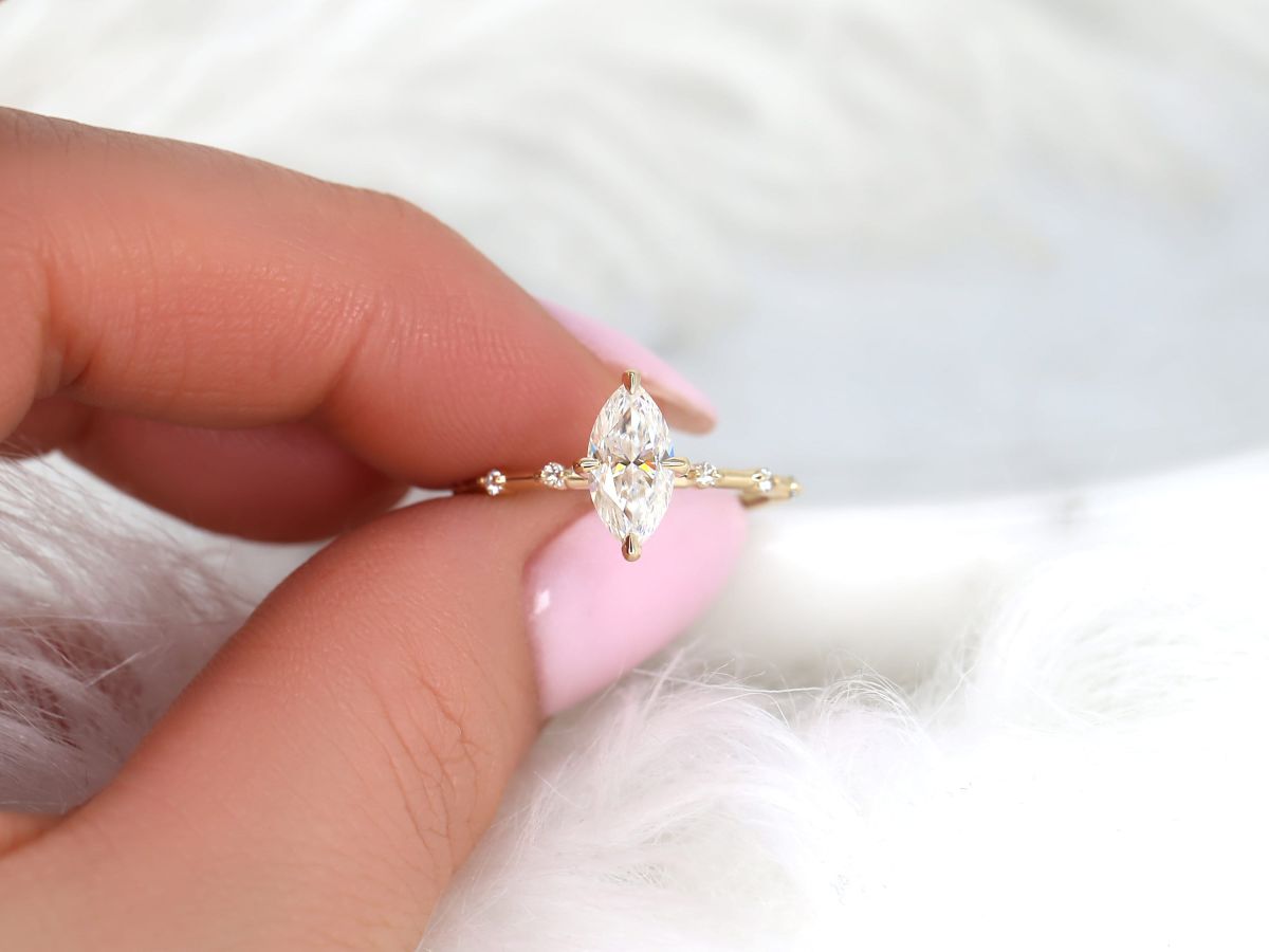 Stunning 1 CT Marquise Moissanite Engagement Ring With Dainty Design 4