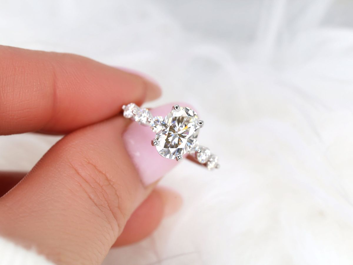 Stunning 2.5 CT Oval Moissanite Engagement Ring with Pave Design 6