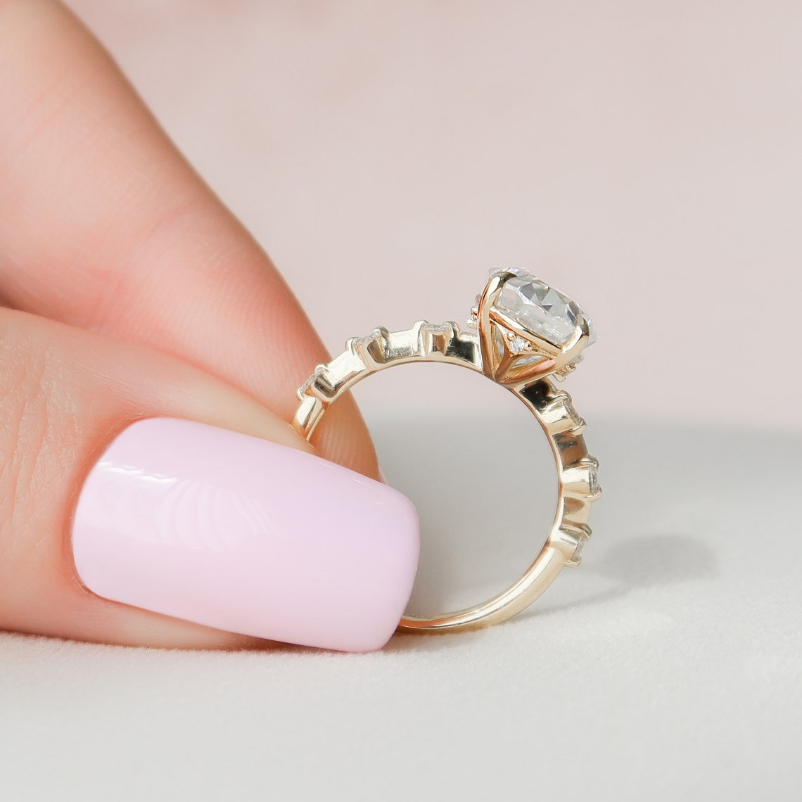 3.5 CT Oval Cut Dainty Moissanite Engagement Ring 4