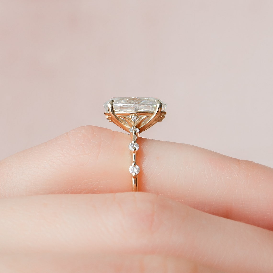 3.5 CT Oval Cut Dainty Moissanite Engagement Ring 6