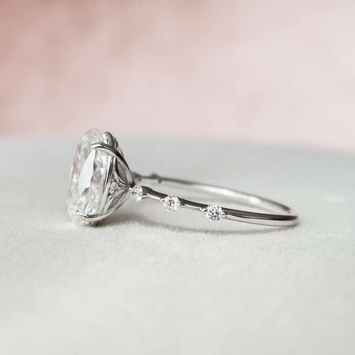 3.5 CT Oval Cut Dainty Moissanite Engagement Ring 5