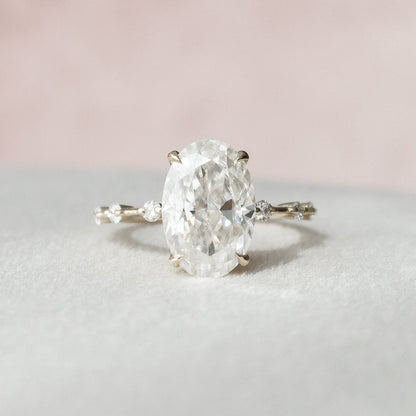 3.5 CT Oval Cut Dainty Moissanite Engagement Ring 9