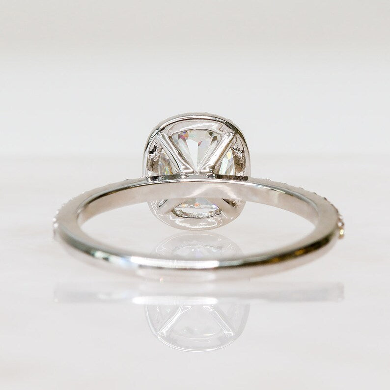 Cushion Halo & Pave Lab Grown Diamond Engagement Ring