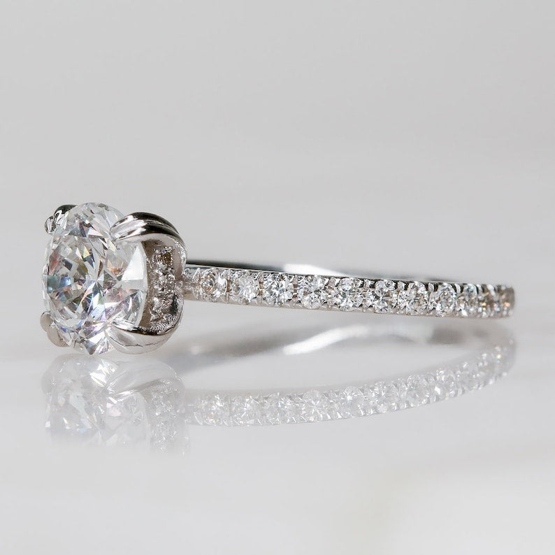 Round Pave Lab Grown Diamond Engagement Ring