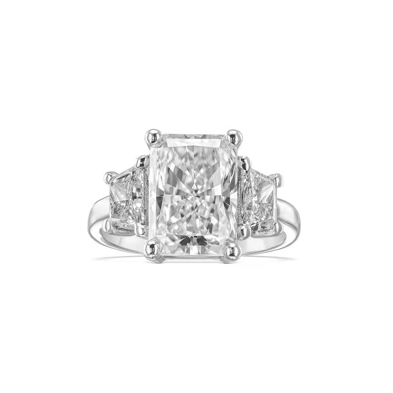 4.0 CT Radiant Three Stone Lab Grown Diamond Engagement Ring