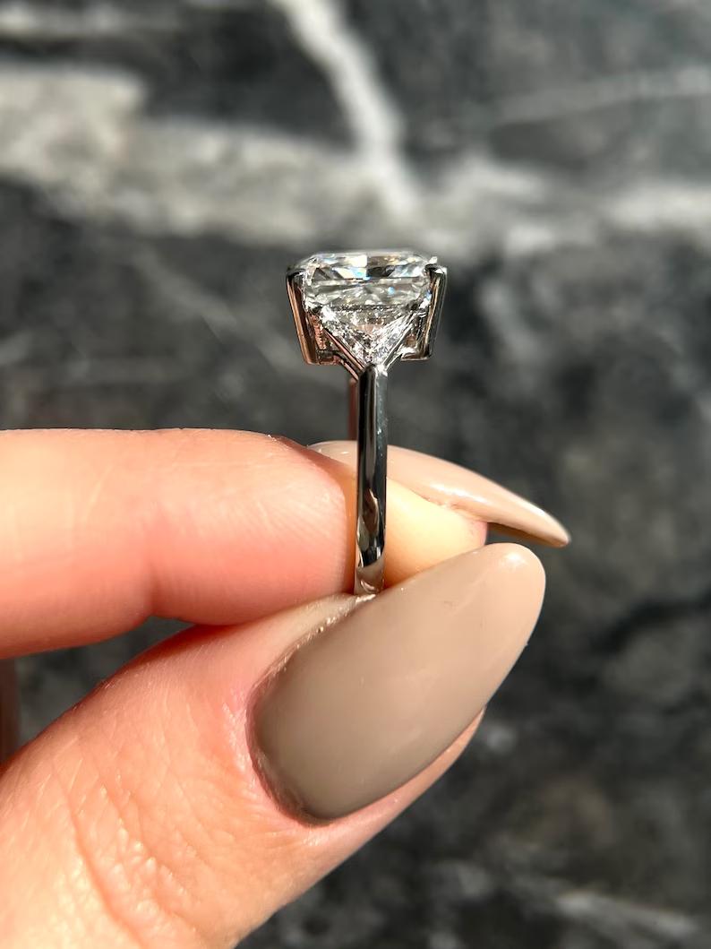 4.0 CT Radiant Three Stone Lab Grown Diamond Engagement Ring