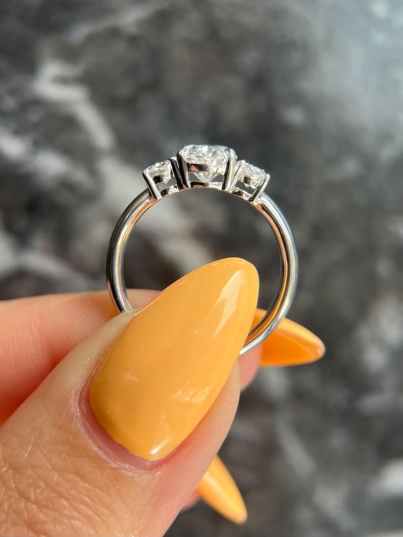 1.50 CT Oval Three Stones Lab Grown Diamond Engagement Ring