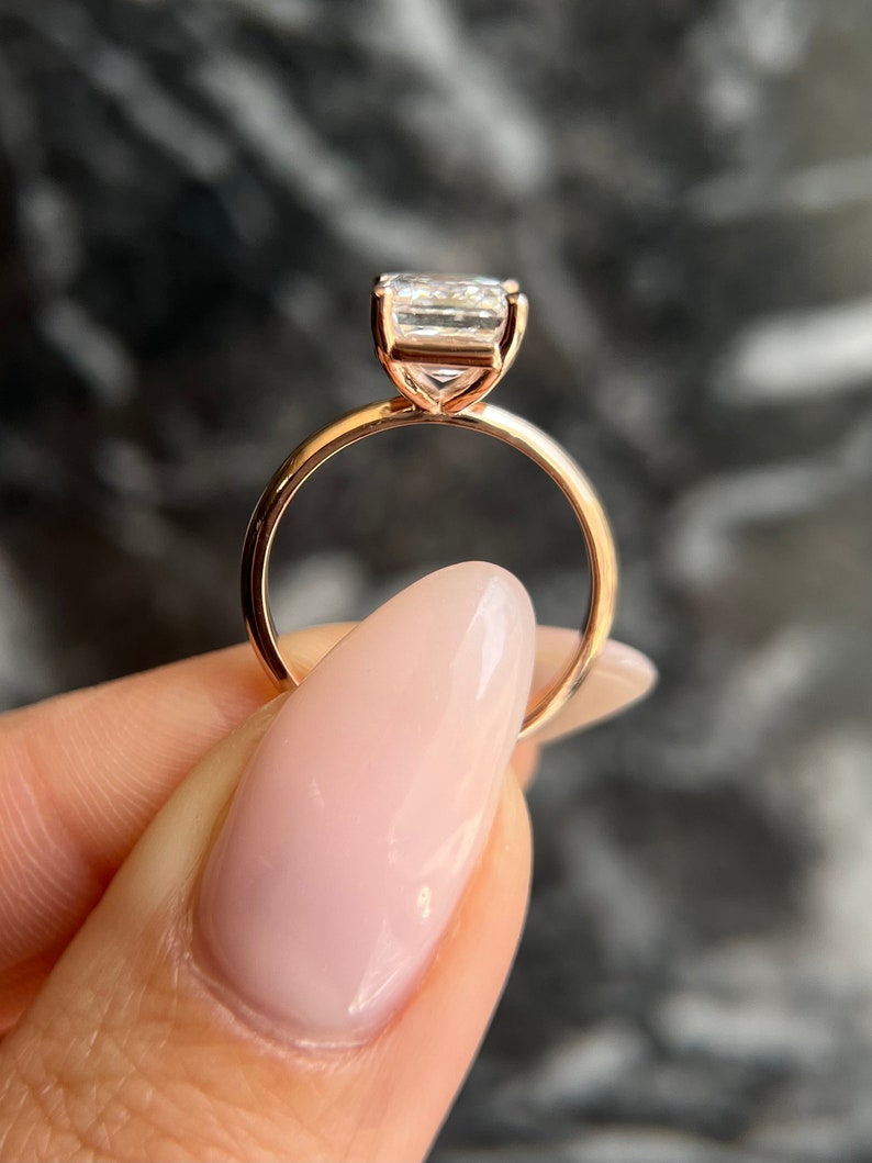 Emerald Solitaire Lab Grown Diamond Engagement Ring