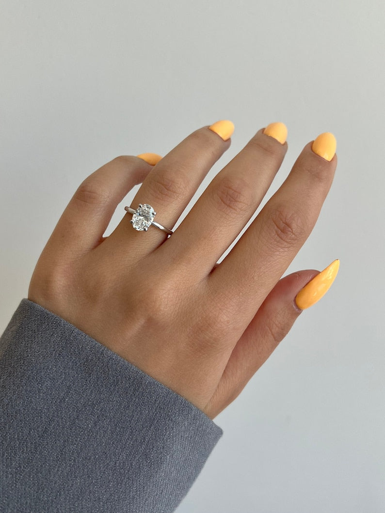 Oval Hidden Halo Lab Grown Diamond Engagement Ring