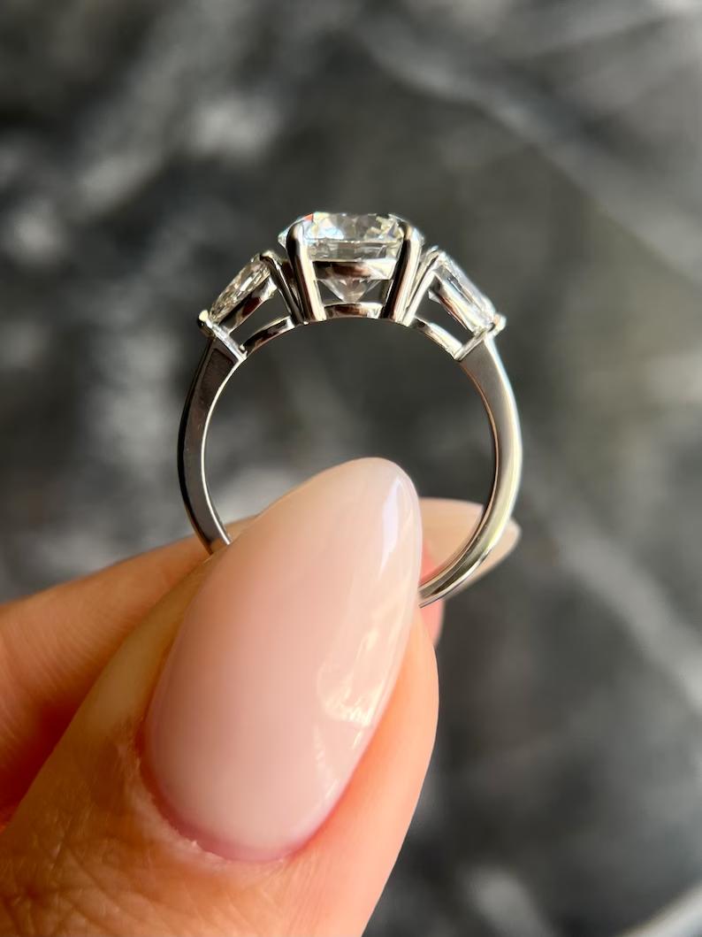 2.0 CT Round Three Stones Lab Grown Diamond Engagement Ring