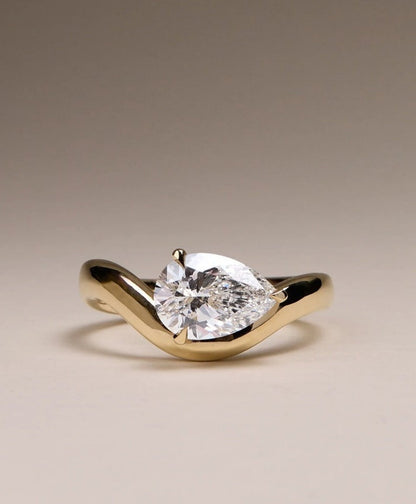 0.50 CT Pear Cut  Solitaire Moissanite Engagement Ring 1