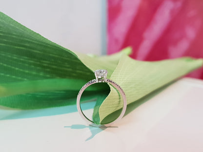 1.0 CT Round Cut Pave Style CVD F/VS1 Diamond Engagement Ring 6