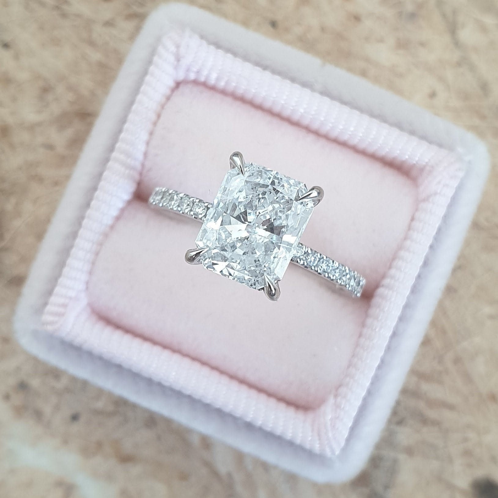 Radiant Hidden Halo Lab Grown Diamond Engagement Ring