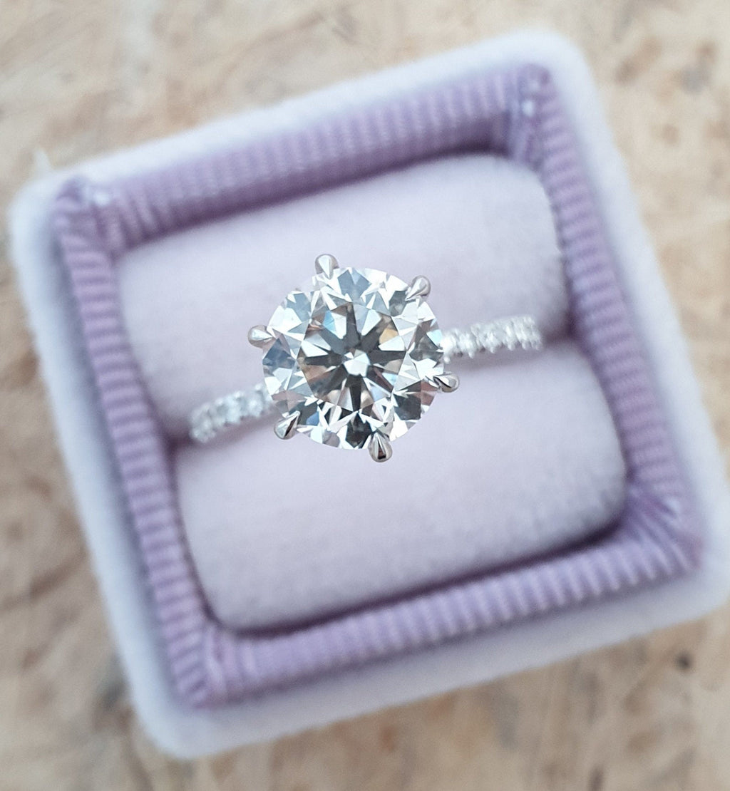 Round Cut Pave Lab Grown Diamond Engagement Ring