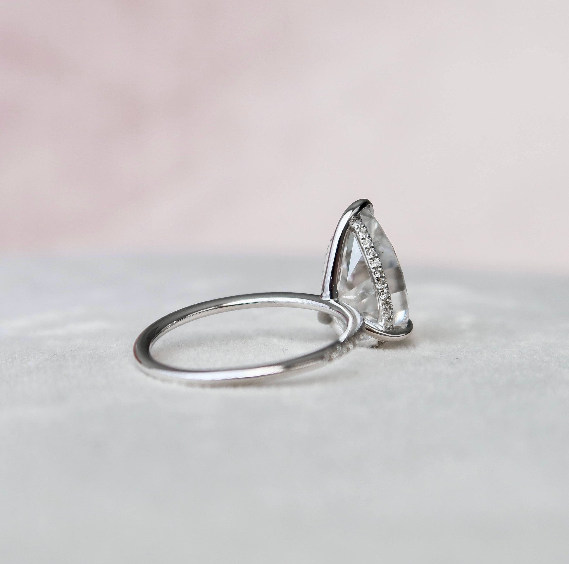 4.5 CT Pear Cut Hidden Halo Style  Moissanite Engagement Ring 5
