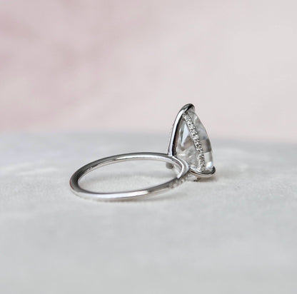 4.5 CT Pear Cut Hidden Halo Style  Moissanite Engagement Ring 5