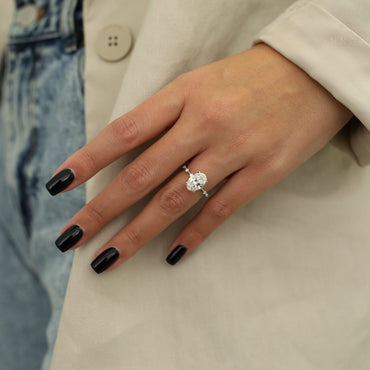 2 CT Oval Cut Pave CVD G/VS2 Diamond Engagement Ring 2