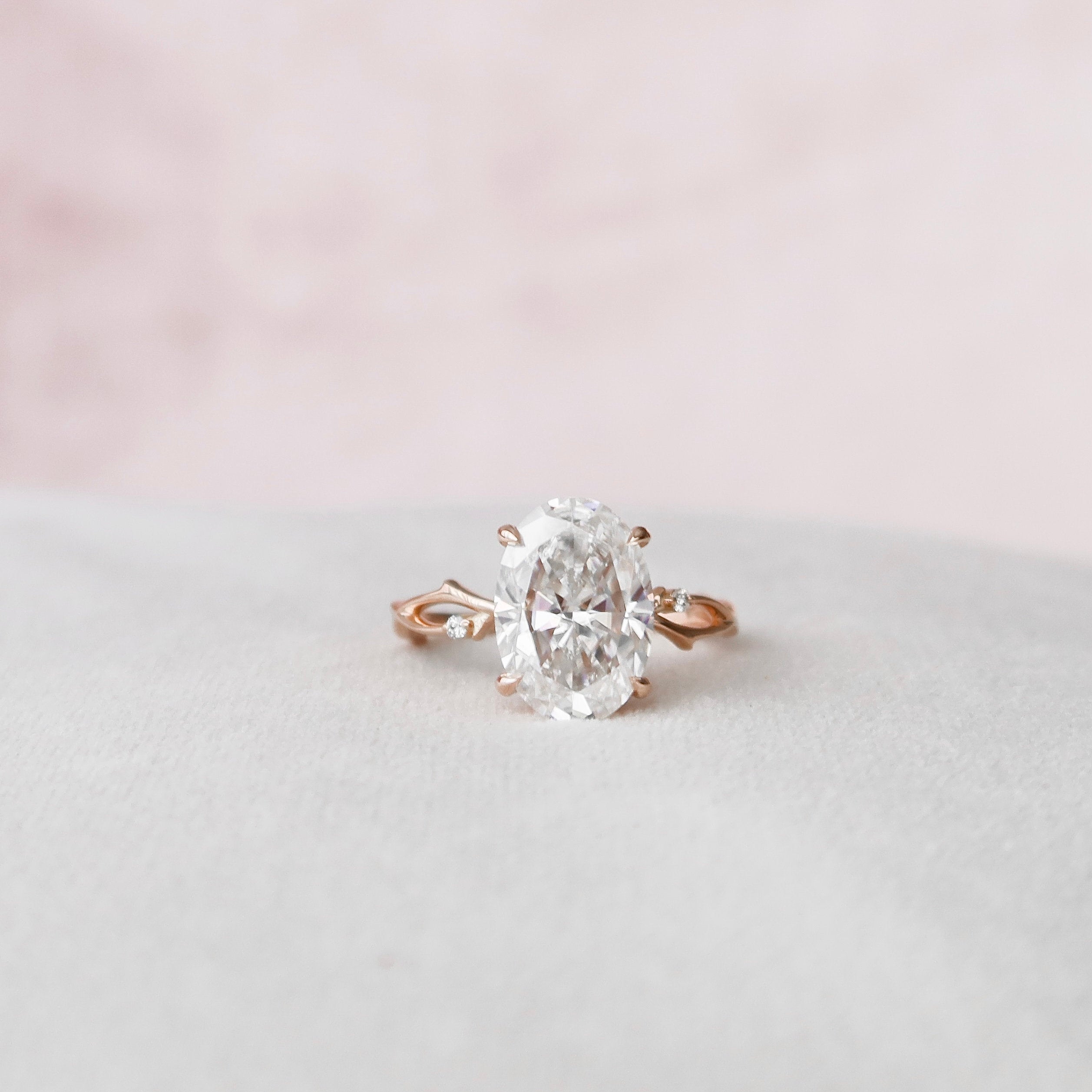 5.0 CT Oval Cut Twig Pave Style Moissanite Engagement Ring 5
