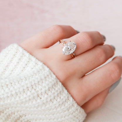 5.0 CT Oval Cut Twig Pave Style Moissanite Engagement Ring 8
