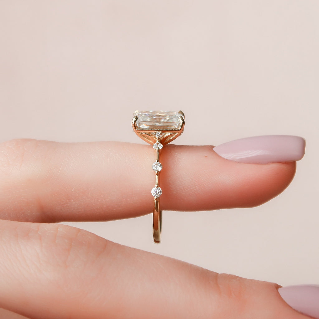 3.5 CT Radiant Cut Dainty Pave Moissanite Engagement Ring 4