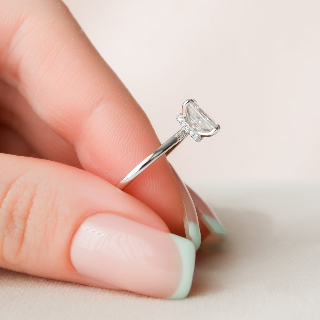 1.5 CT Radiant Hidden Halo Moissanite Engagement Ring 6