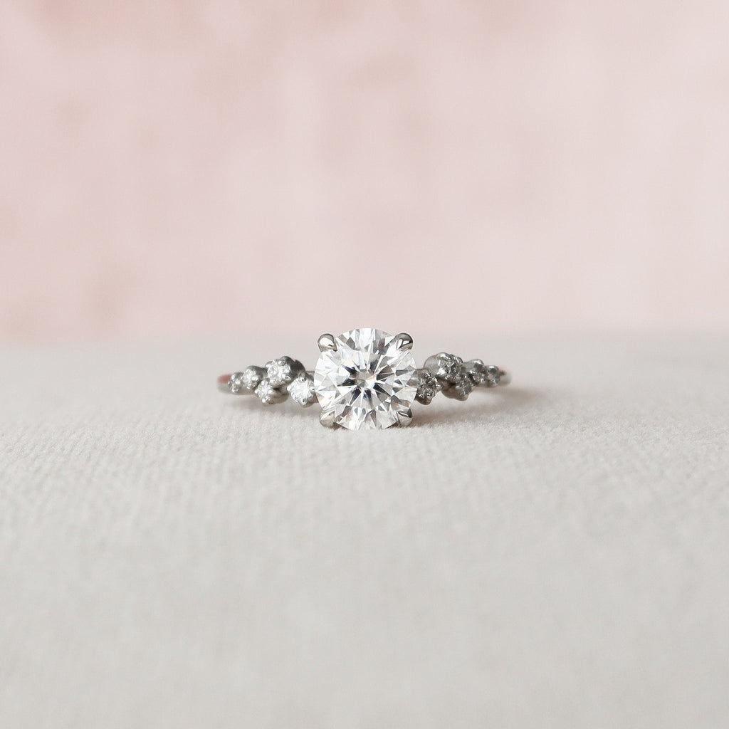 1.0 CT Round Cut Pave Moissanite Engagement Ring 10
