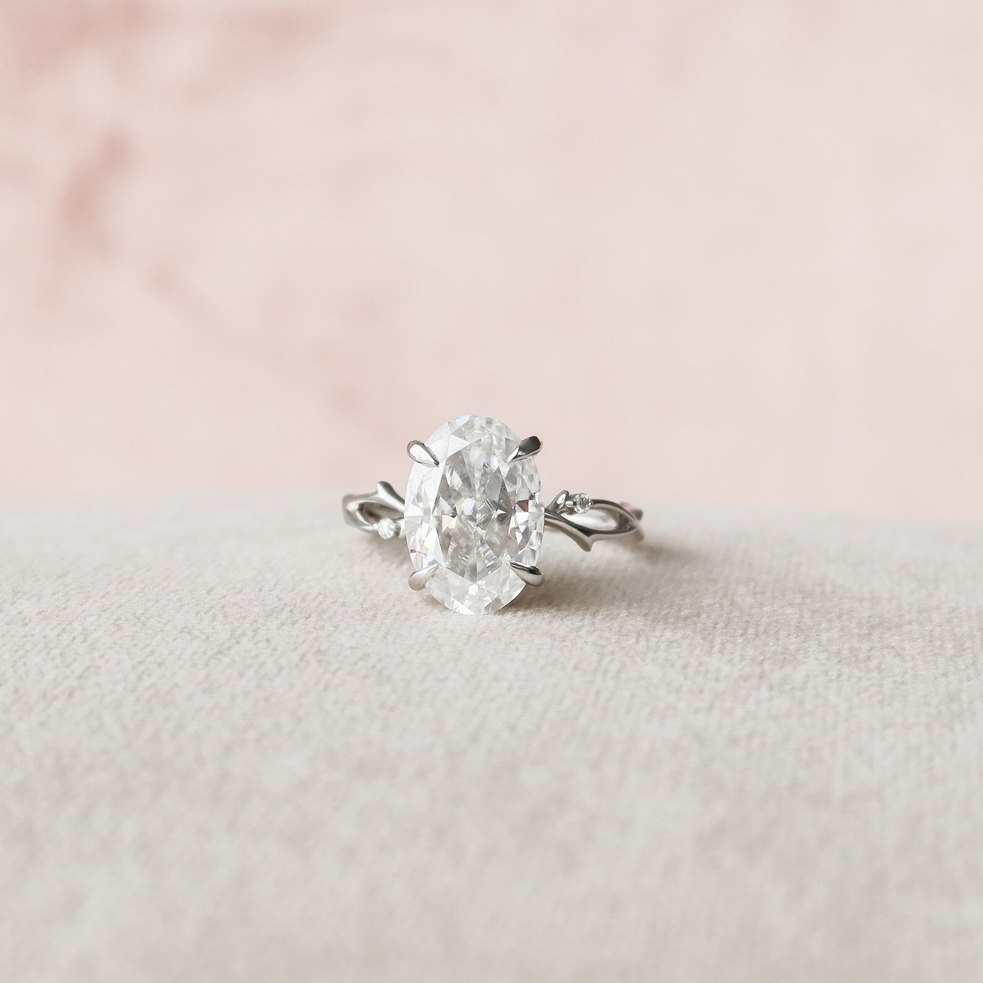 5.0 CT Oval Cut Twig Pave Style Moissanite Engagement Ring 6