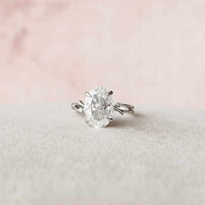 5.0 CT Oval Cut Twig Pave Style Moissanite Engagement Ring 6