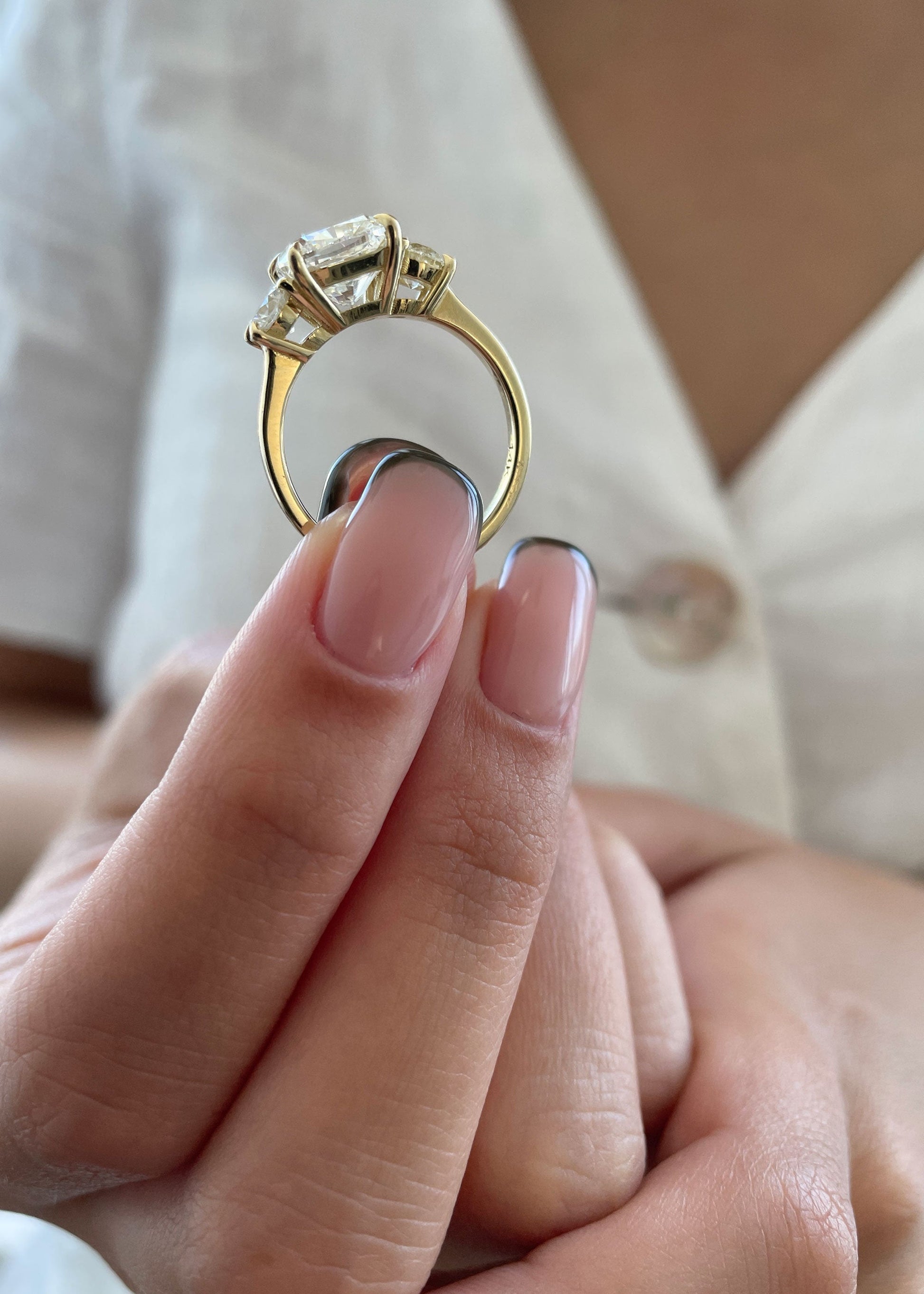 2.6 CT Cushion Three Stone CVD G/VS2 Diamond Engagement Ring 3