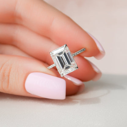 5.0 CT Emerald Pave Setting Moissanite Engagement Ring 7