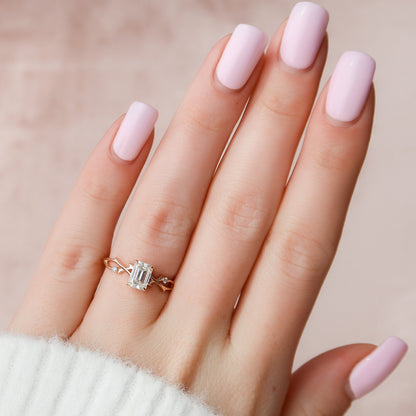 1 CT Emerald Cut Twig Setting Moissanite Engagement Ring 3