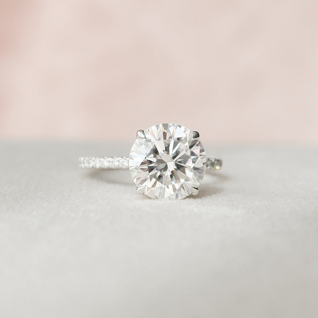 2.5 CT Round Pave Hidden Halo Setting Moissanite Engagement Ring 4