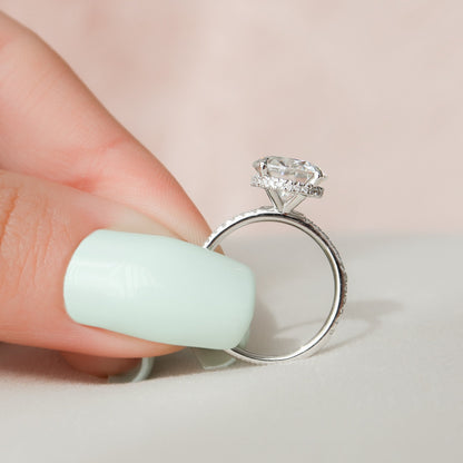 2.5 CT Round Pave Hidden Halo Setting Moissanite Engagement Ring 6