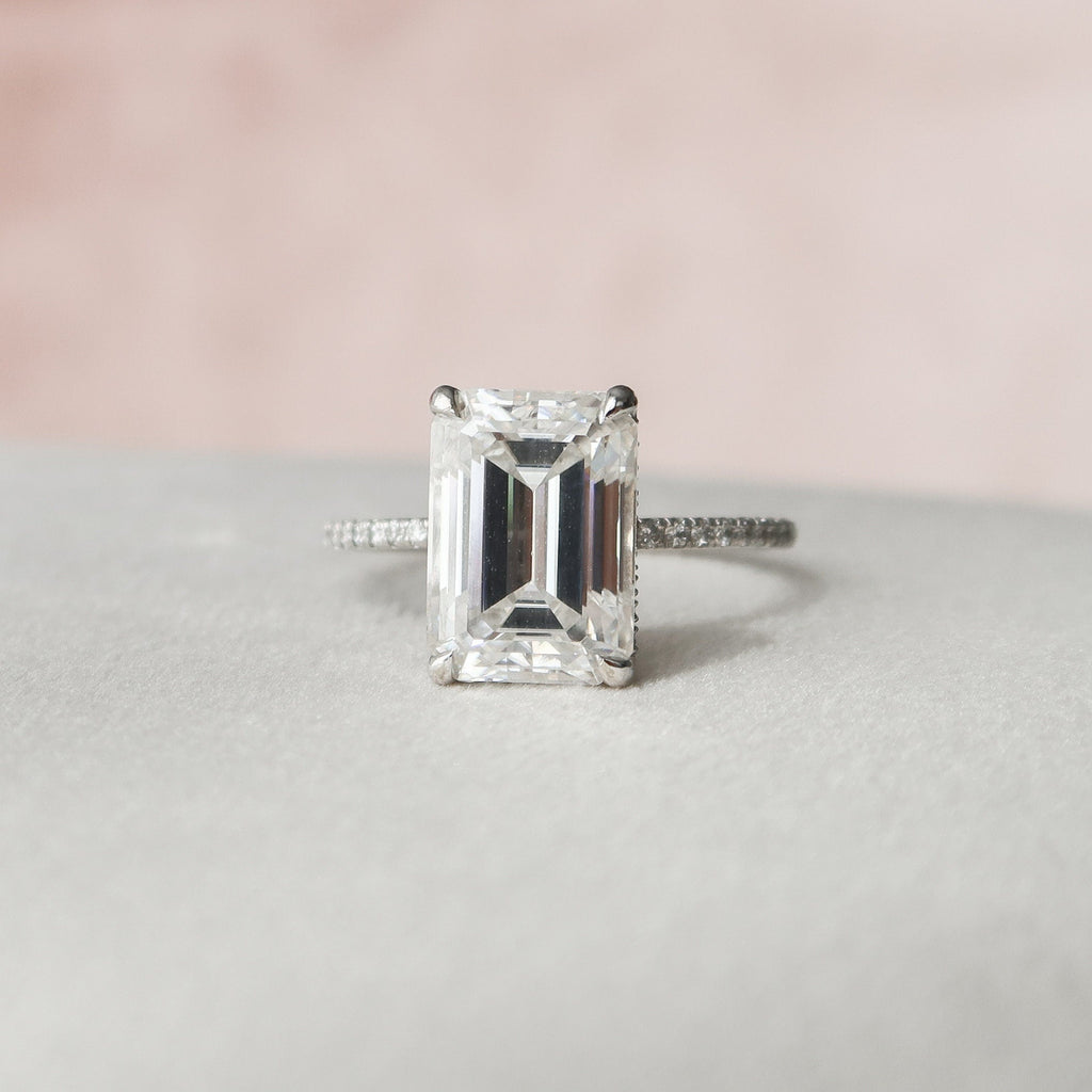 5.0 CT Emerald Pave Setting Moissanite Engagement Ring 6