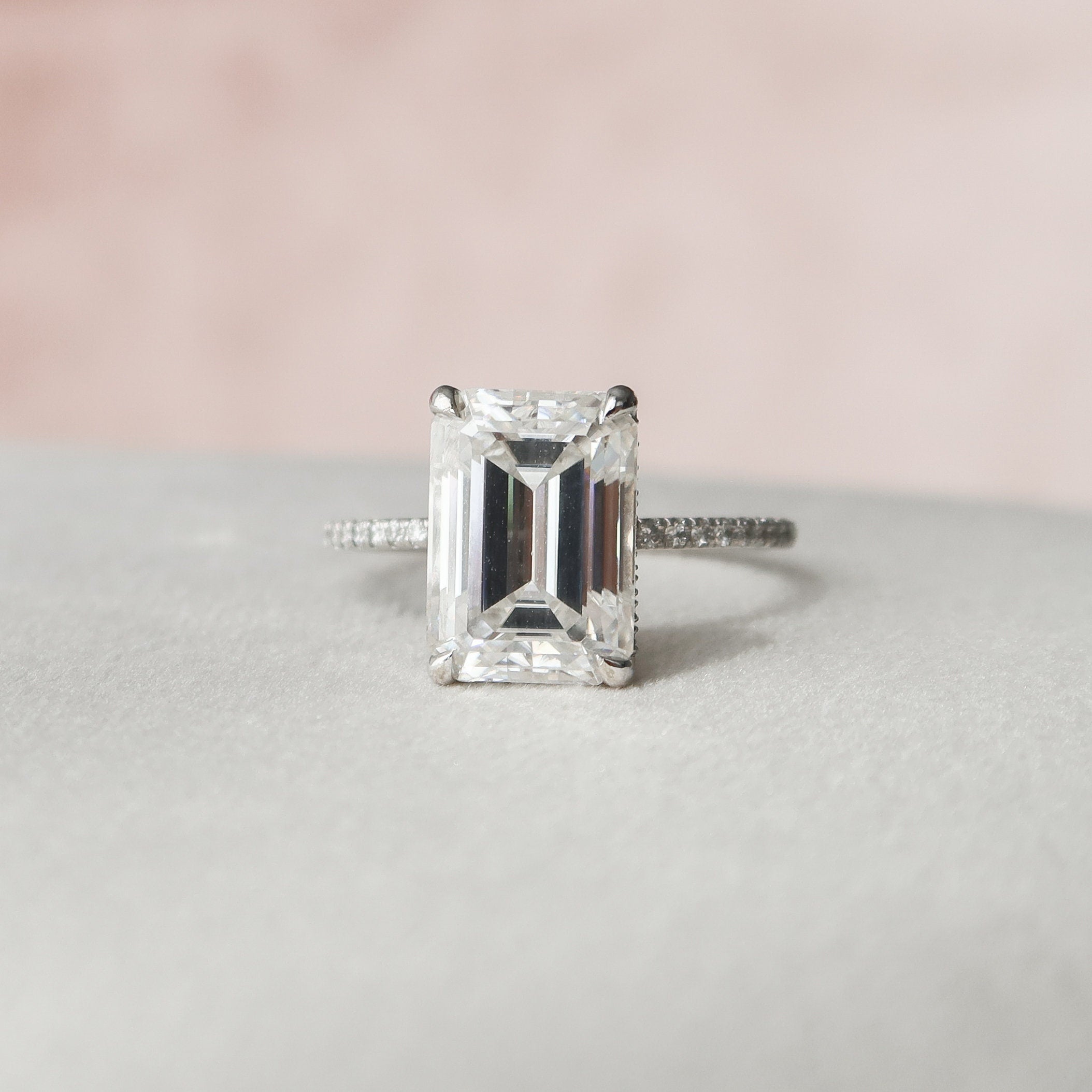5.0 CT Emerald Pave Setting Moissanite Engagement Ring 6
