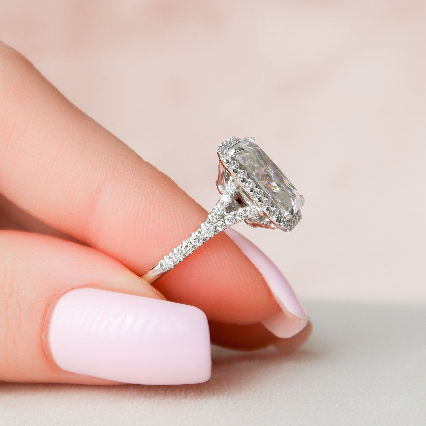 5.50 CT Radiant Halo & Pave Split Shank Moissanite Engagement Ring 6