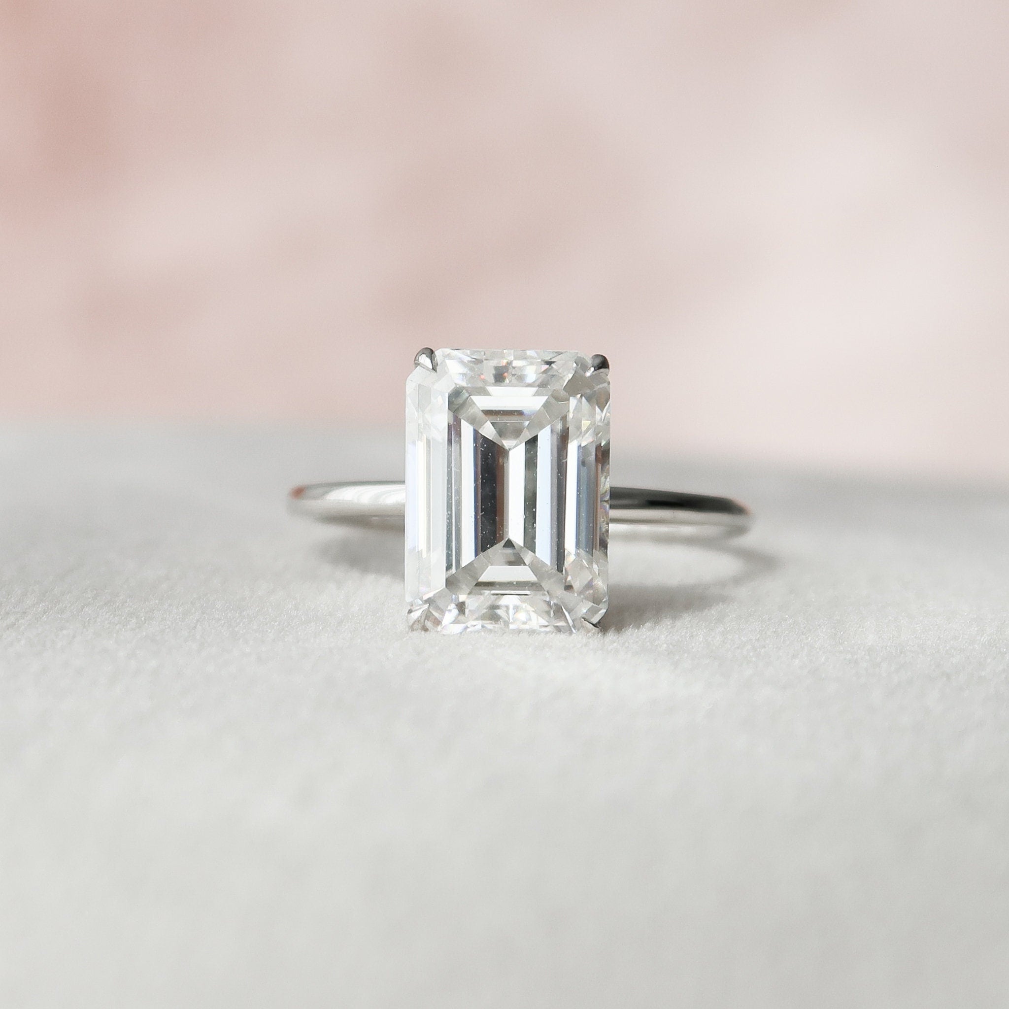 4.5 CT Emerald Solitaire Style Moissanite Engagement Ring 2