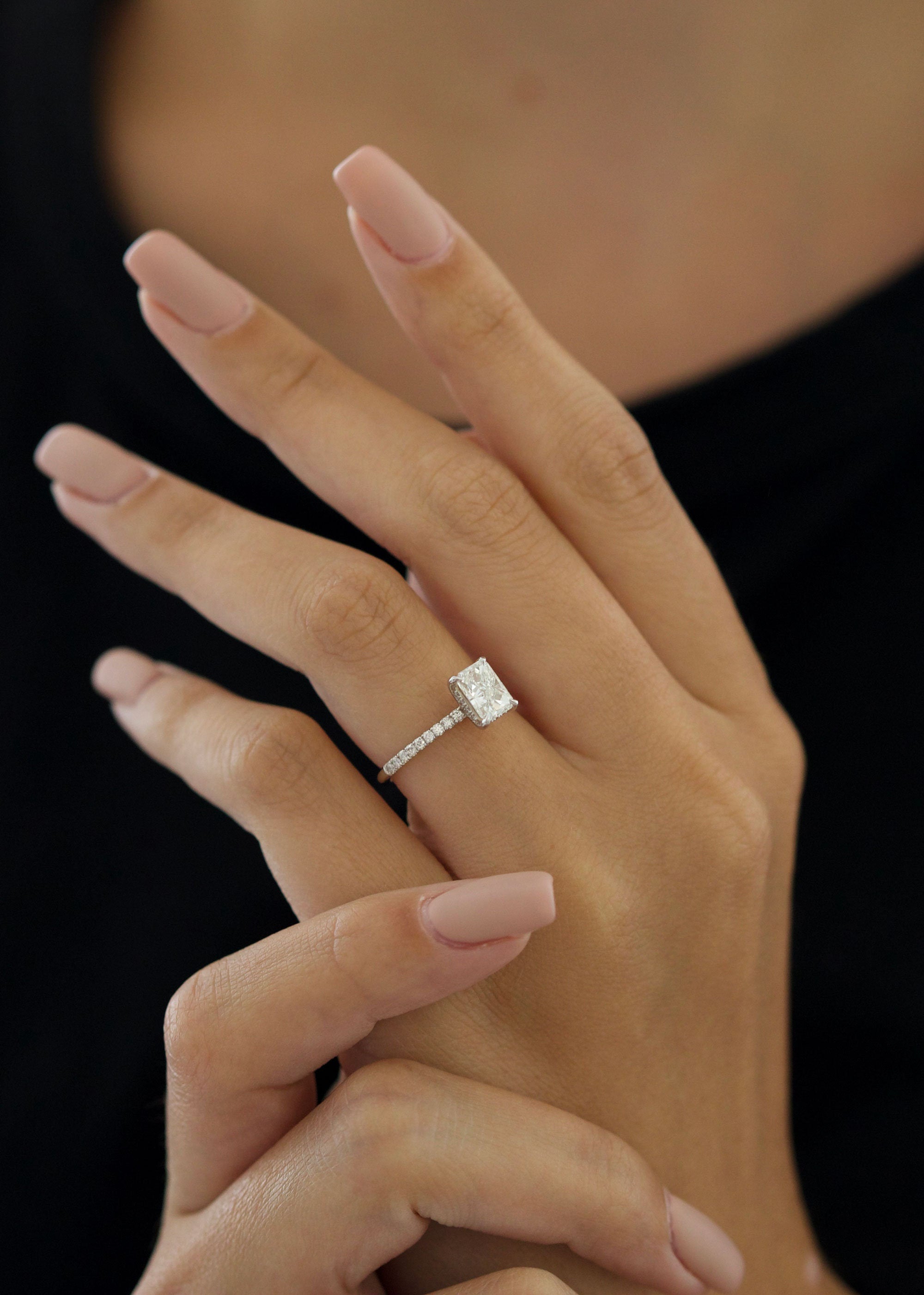 Radiant Pave Lab Grown Diamond Engagement Ring