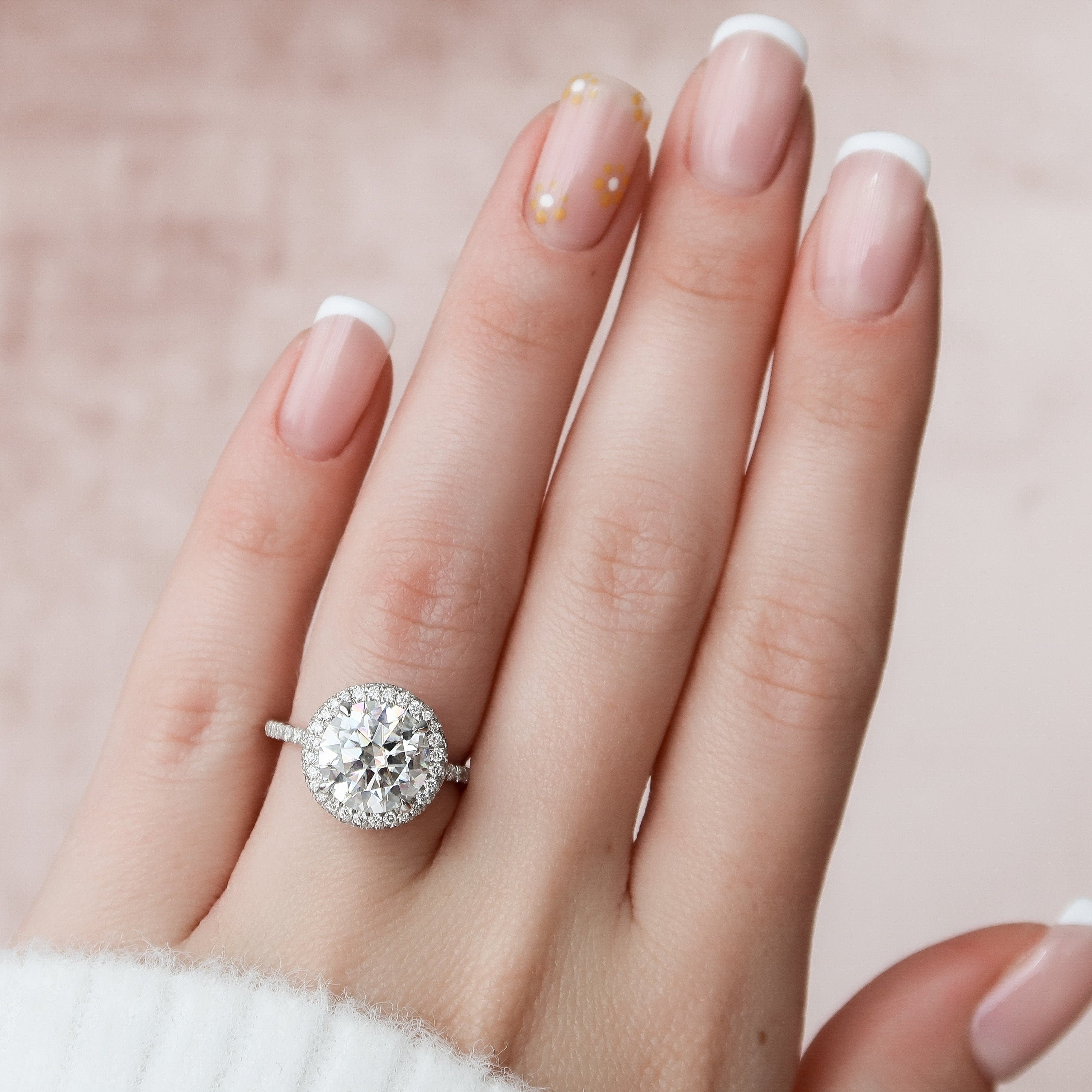 3.5 CT Round Halo & Pave Style Moissanite Engagement Ring 1