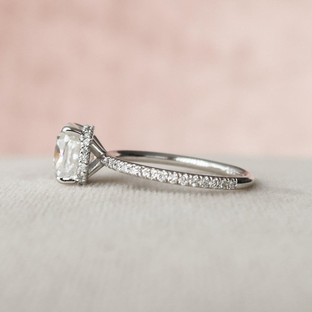 2.5 CT Cushion Pave & Hidden Halo Setting Moissanite Engagement Ring 7
