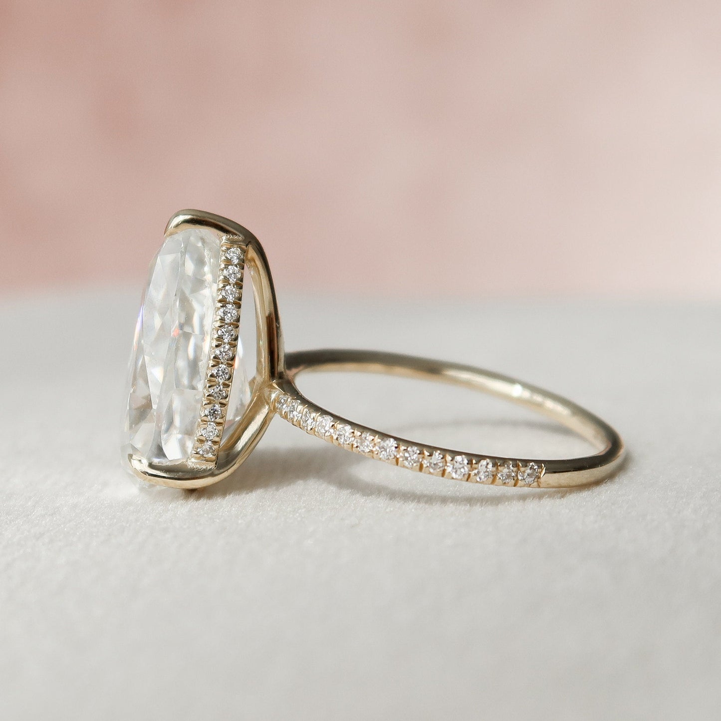 4.5 CT Pear Cut Hidden Halo Style  Moissanite Engagement Ring 7