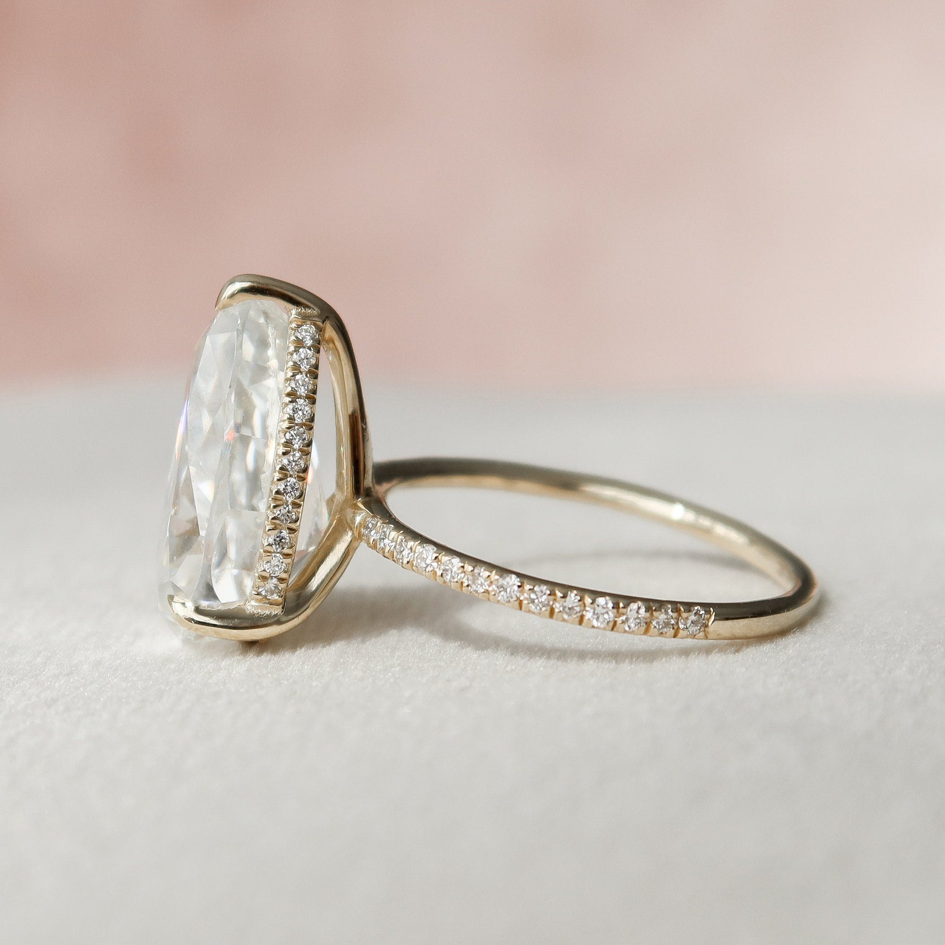 4.5 CT Pear Cut Hidden Halo Style  Moissanite Engagement Ring 7